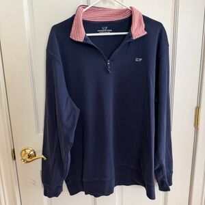 Mens EUC VINEYARD VINES Blue 100% Pima Cotton 1/4 Zip Size XXL